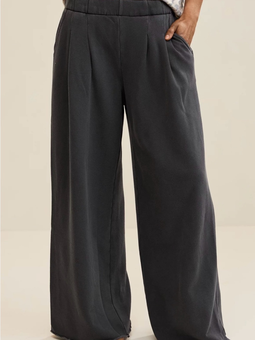 aerie Charcoal Wide-Leg Pull-On Pants
